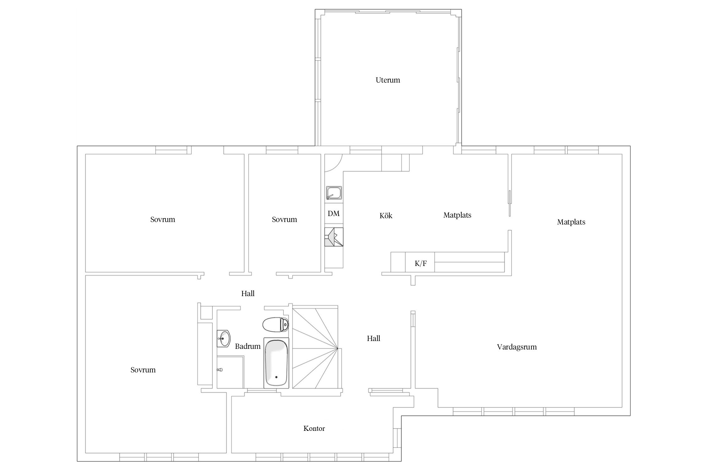 Obergeschoss + Ausgang zum Garten